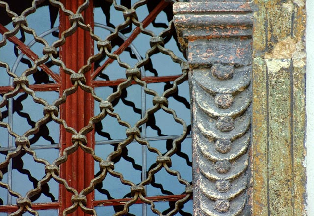 Close up of the ornamental window frame