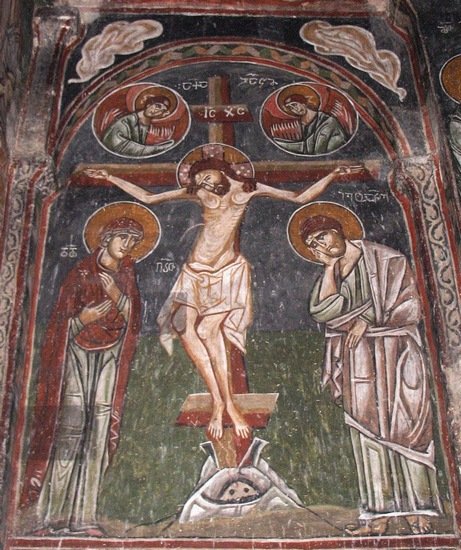 Fresco in one of Latali churches, Upper Svaneti