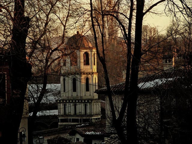 winter sunset in Plovdiv