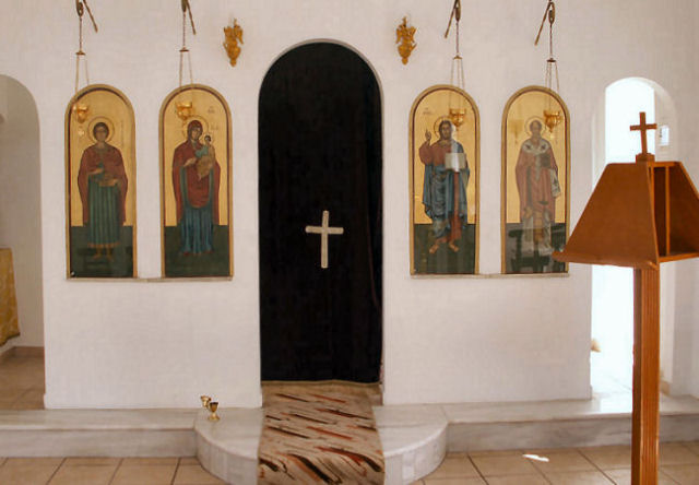 Small church in olives plain ...the iconostasis