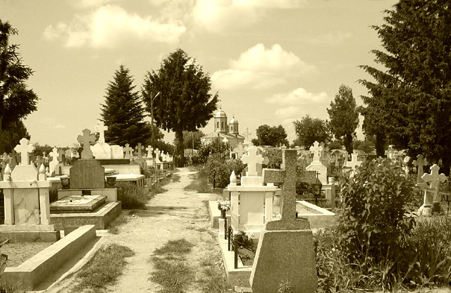 Cemetery and church in Sintesti village near Bucharest