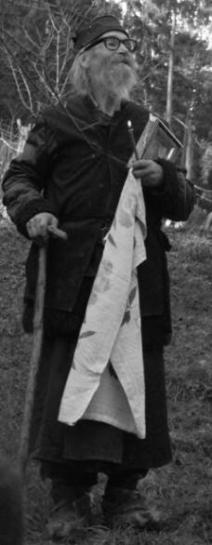 Calugar batran zambind in fata mortii-The smile of old monk in front the death-Romania