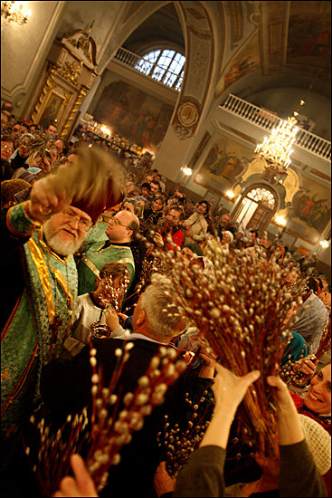 Освящение вербы. The pussy-willow consecration.