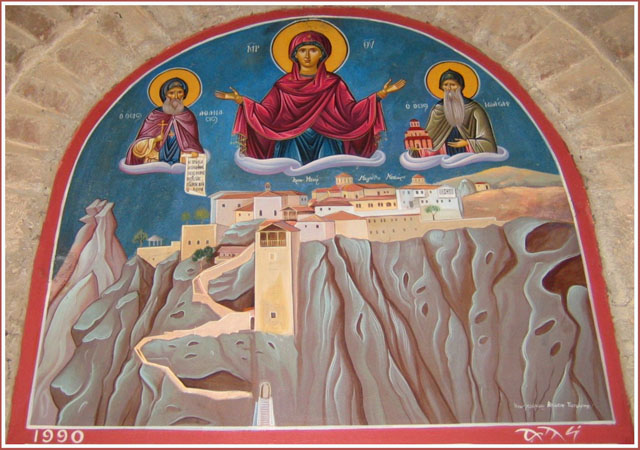 Cuviosul Atanasie, intemeietorul Manastirii "Schimbarea la Fata" de la Meteora, si cuviosul Ioasaf