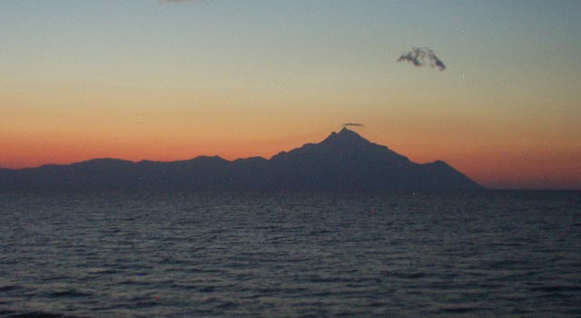 Mount Athos at sunset