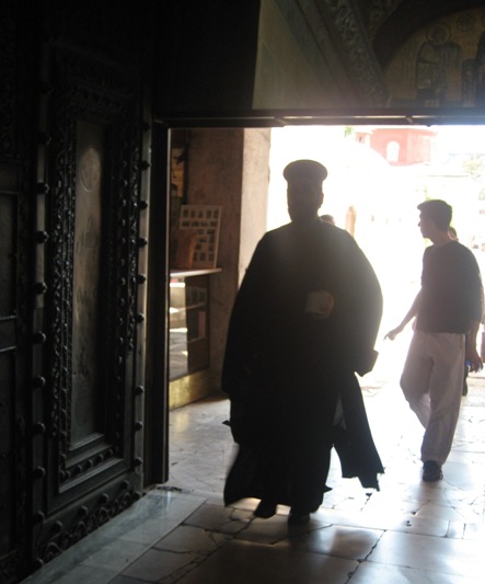 Priest entering Hagia Sophia