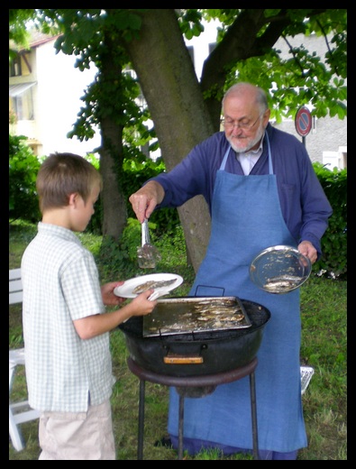 The priest giving the food