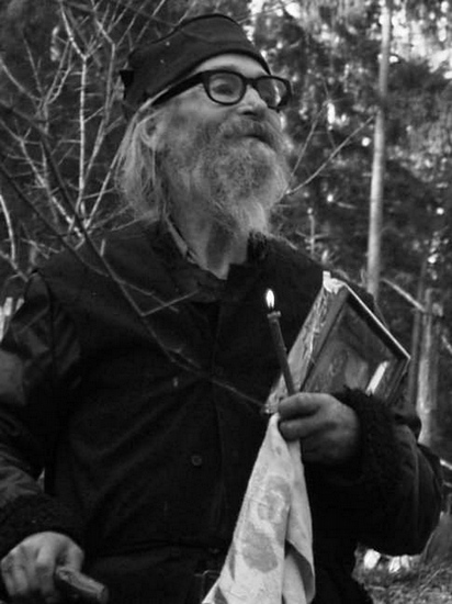 The smile of old monk in front the death-Romania
