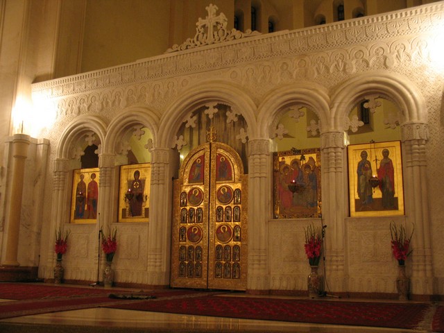 At the Tsminda Sameba cathedral in Tbilisi