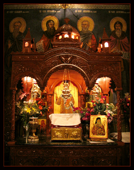 Baldachin with holy relics of Saint Nektarios, Radu Voda Monastery, Bucharest