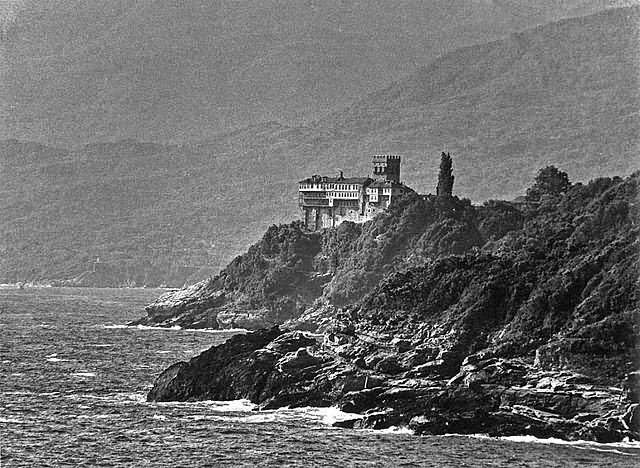 Stavroniketa Monastery in front of Athos