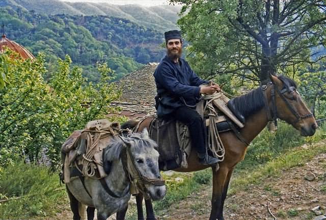 Monk on horse