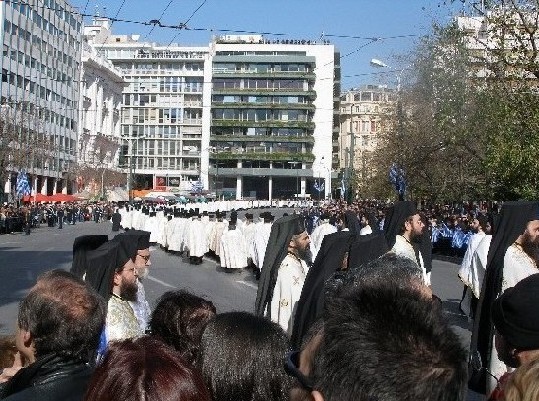 Archbishop Christodoulos funeral - Priests procession