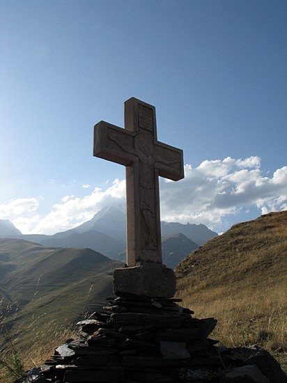 Near the Holy Trinity Church in Kazbegi