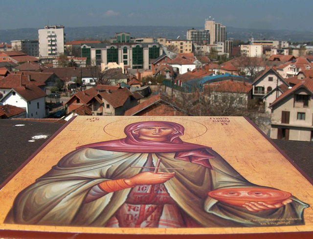 view on Negotin city and icon of saint Parasceva