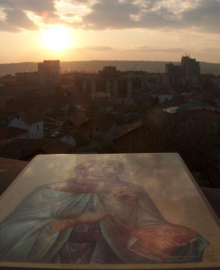 view on Negotin city and icon of saint Parasceva