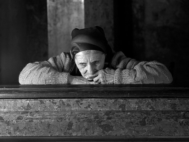 Thinker in church...
