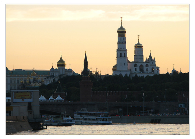 The Kremlin of Moscow in sunset