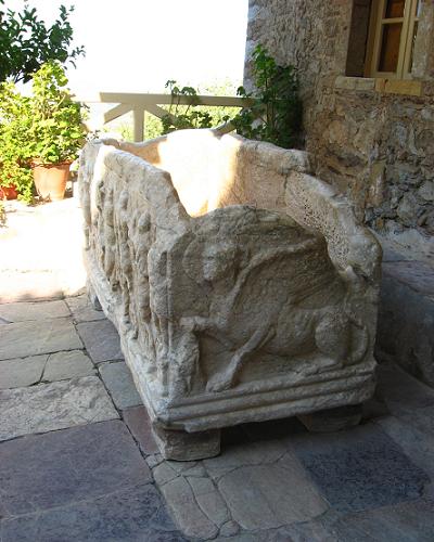 In the yard of mitropolit church, Mystras
