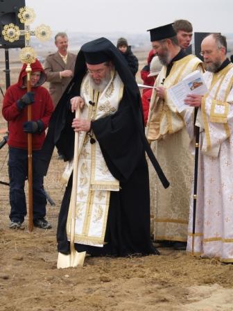 Bishop Basil breaks the ground for the Construction of St Luke Antiochian Church