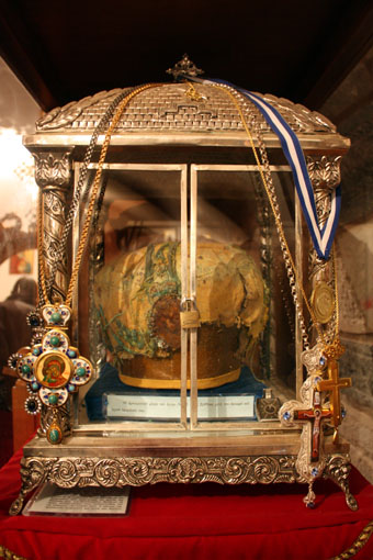The mitra of St. Luke Bishop of Simferopol and Crimea, with which he was buried. 