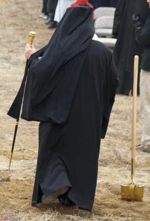 The bishop leaves the groundbreaking