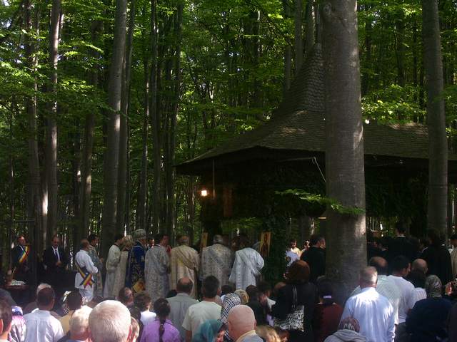 Liturgy in the forest at Brâncoveanu Monastery