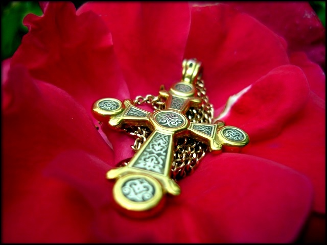 cross and rose