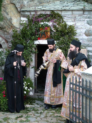 The cave of Saint Simeon founder of the Simonopetra Monastery (Mount Athos).
