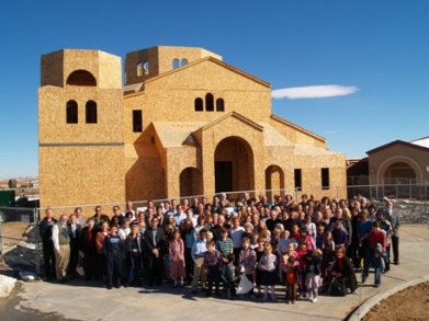 The St Luke Congregation in front of the new church