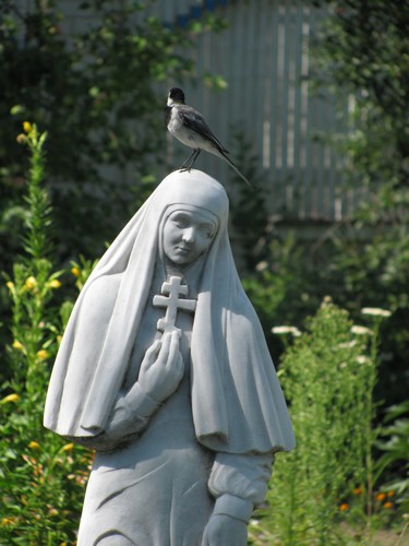 Very interest bird. Sculptures of Raifa Monastery in Kazan  