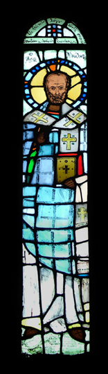 Stained glass of Saint Nicholas, Philippi Baptistery of Saint Lydia.