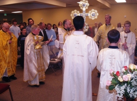 First Great Entrance in temporary church