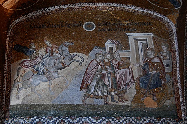 The Magoi in front of King Herod. 