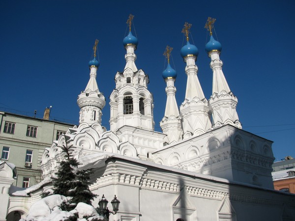 Heads of Church on  Malaya Dmitrovka street in Moscow
