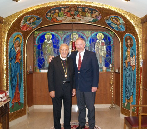 The author and Metropolitan Philip in the Metropolitan's Private Chapel