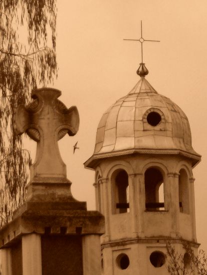 two crosses and a bird