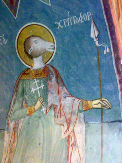  Sfantul Hristofor-mucenicul cu cap de caine   Saint Hristofor, with a dog's face.