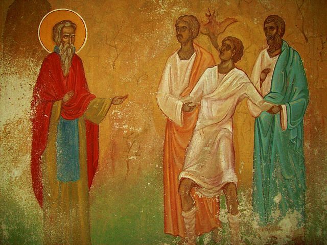 Свети Йоан Рилски изгонва злият дух от бесноватия.