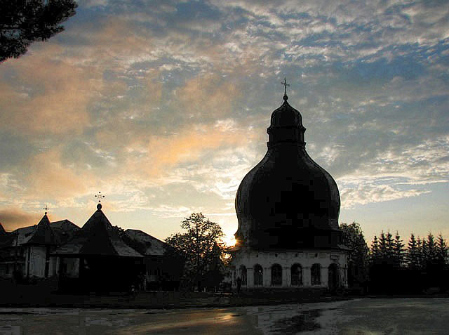 Sunset over the Neamt Monastery - the library.