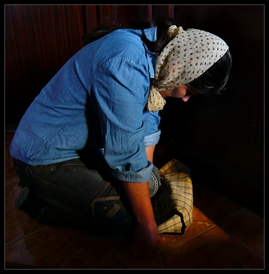 Prayer into a corner during the Holy Liturgy 