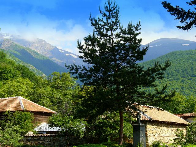Look from the Kalofer Monastery "The Nativity of Mother of God" to the mountains