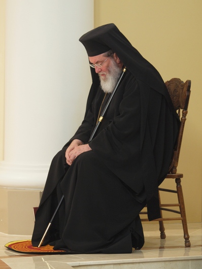 The Bishop at prayer during Orthros