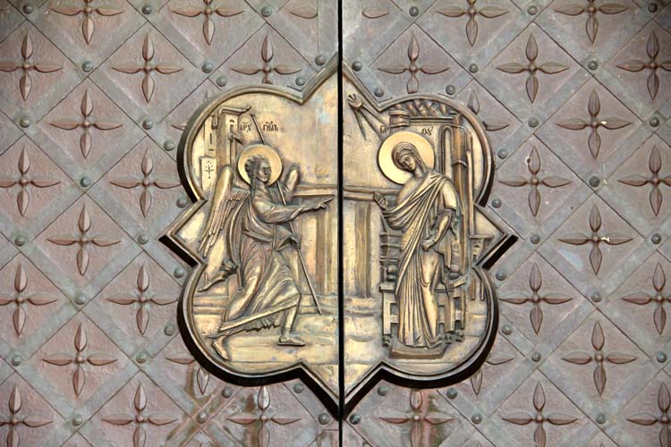 Detal of the entrance door to Annunciation church in Suprasl