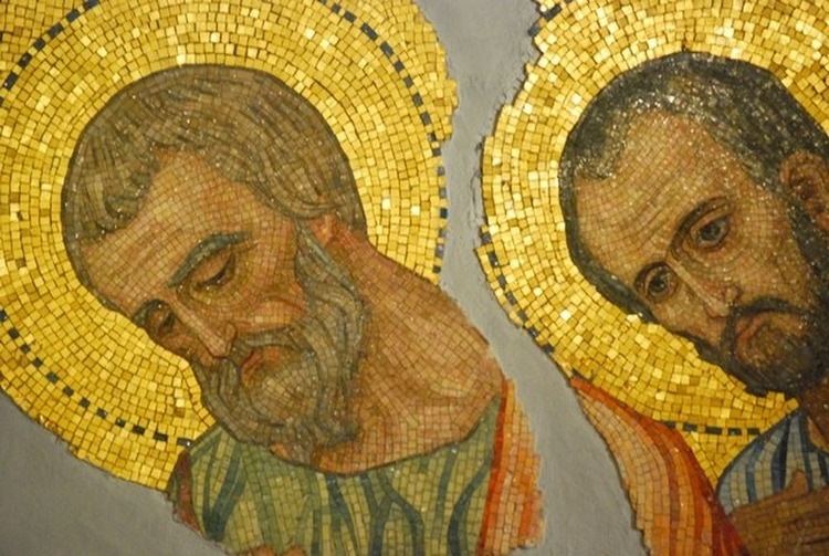 Święci Ewangeliści Mateusz i Marek, fragment mozaiki Wasniecowa, 
