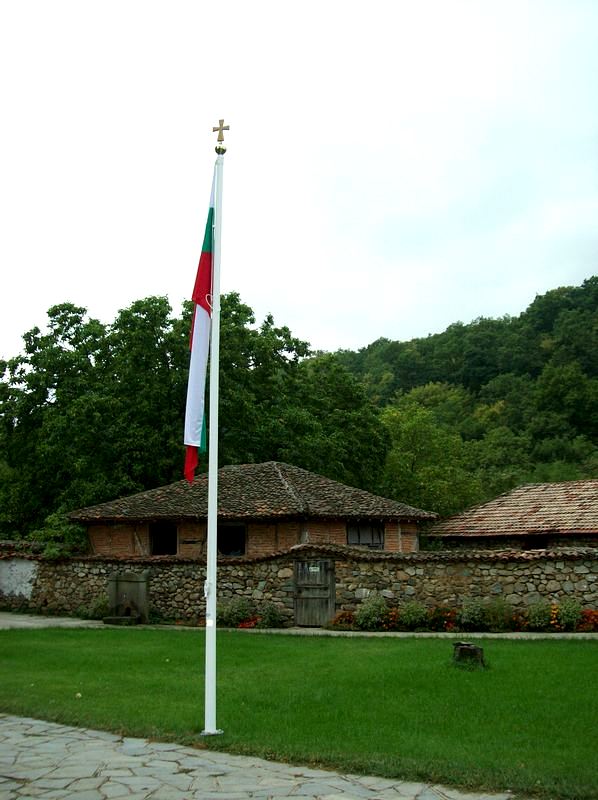 In the monastery courtyard
