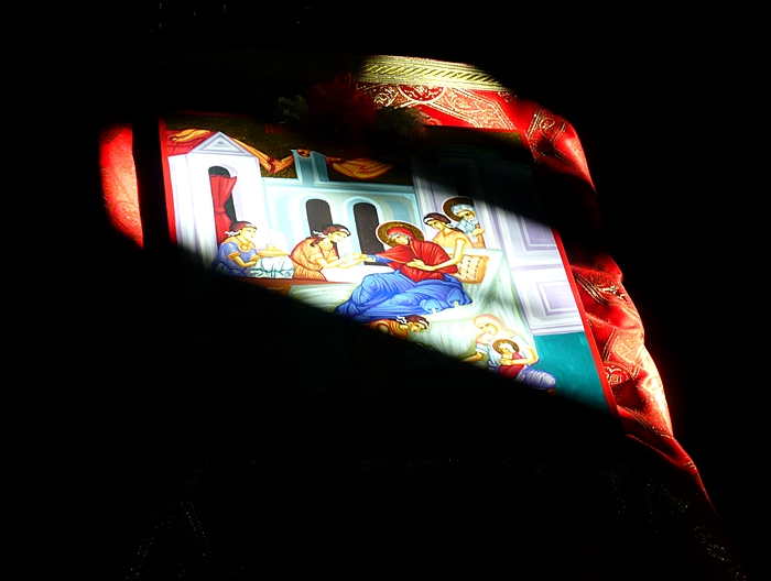 Sunrays on the Icon of the Nativity of the Theotokos