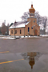 MikaV 
St. George  Serbian Orthodox  Church in Waterloo,ON,Canada-shadows in the puddle 
2012-01-05 22:32:33