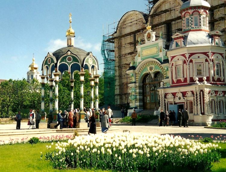 Bright week weather at Trinity Lavra, Sergijev Posad, Russia