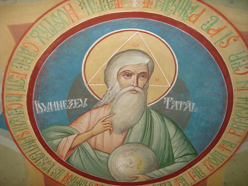 Dumnezeu Tatăl, Catedrala Sf. Mucenic Sava (12 aprilie), pe tavan. Buzău, România.